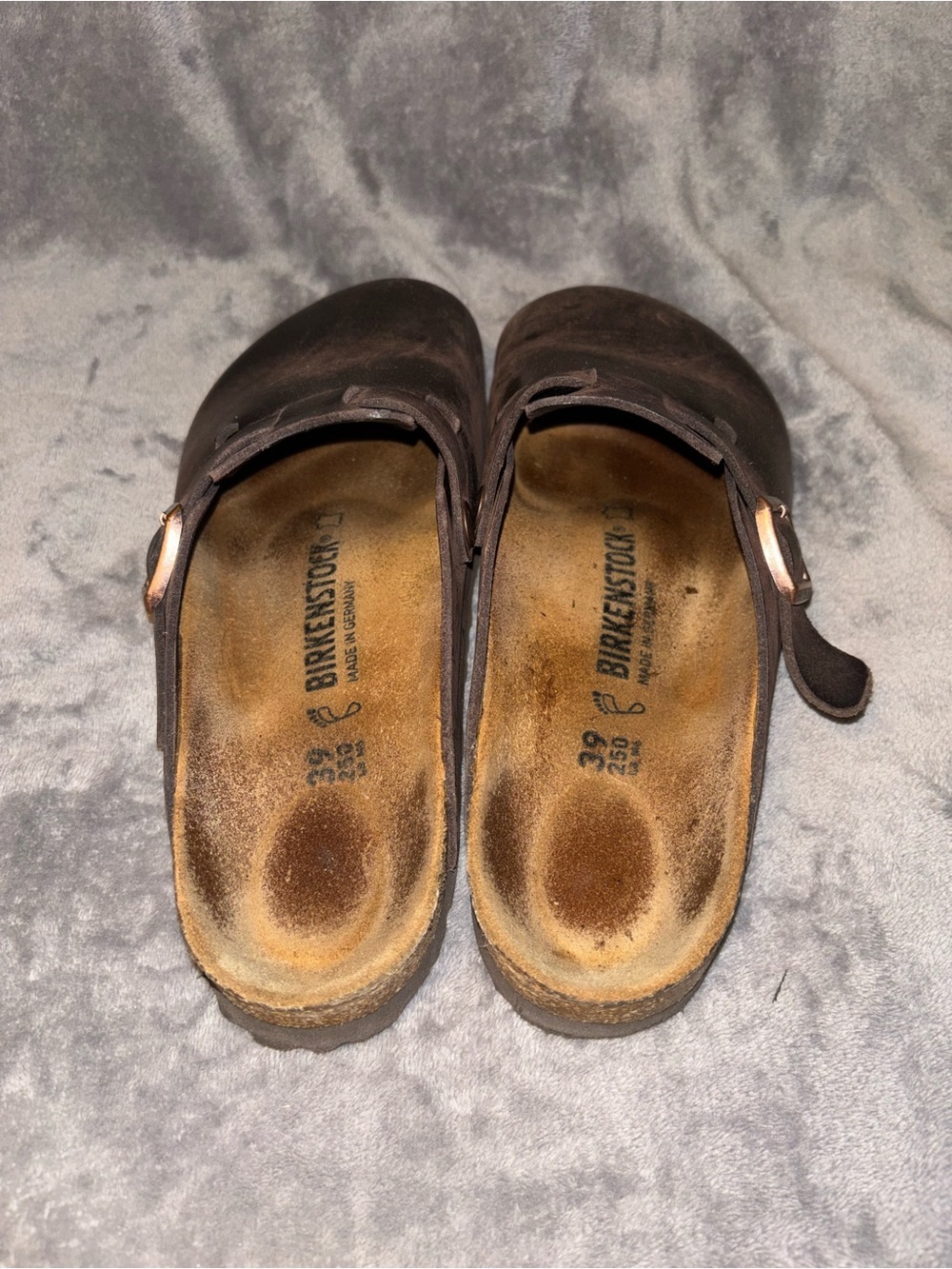 Birkenstock Dark Brown Suede Boston Clogs with Buckle - Picture 3 of 6